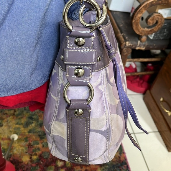 Coach f14711 Optic convertible Zoe bag shoulder bag   satchel  Lilac  rare color - Picture 8 of 17